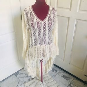 NWT Ryu Lace Hi-Low Maxi Blouse